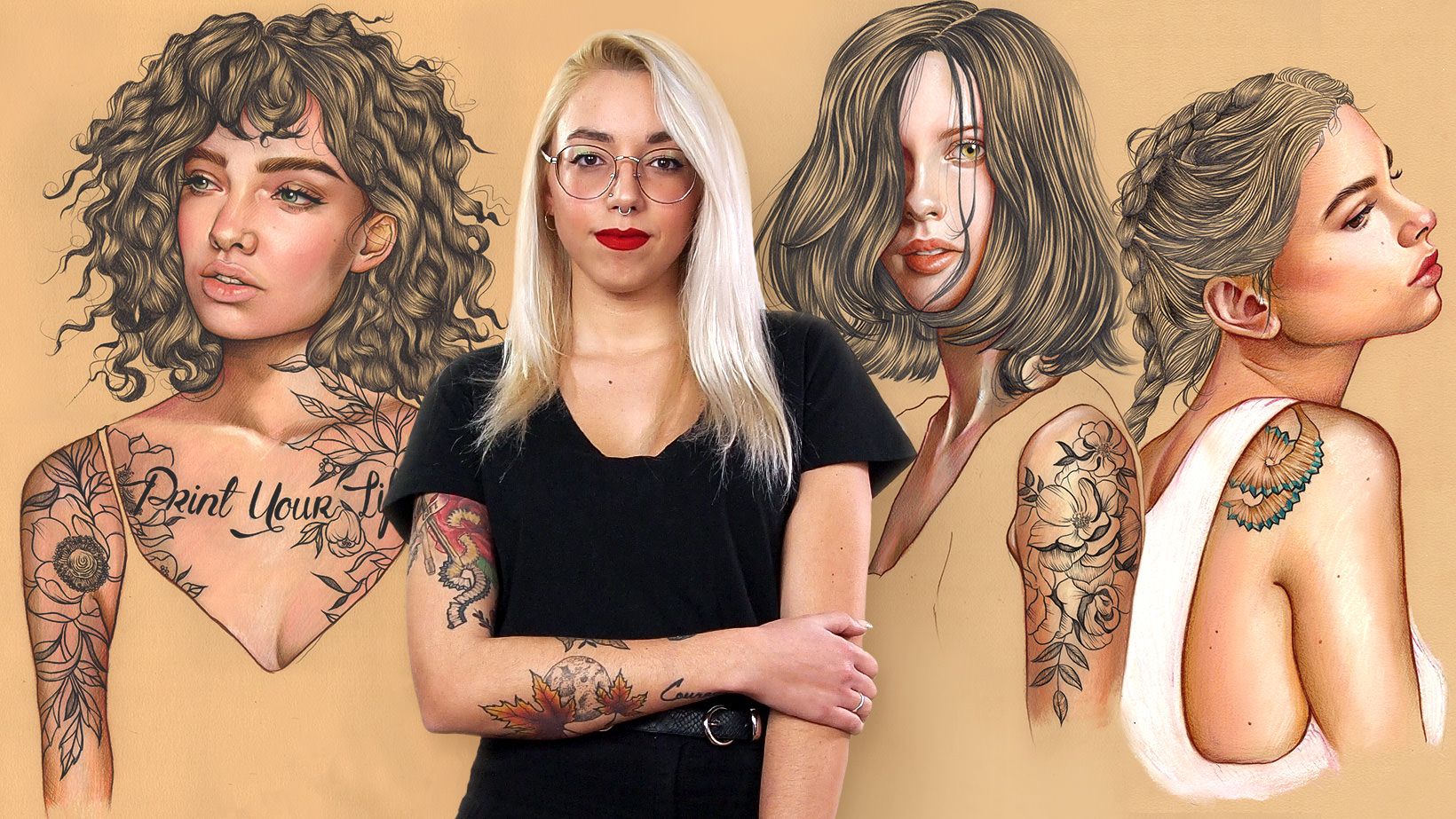 Ilustração com pastel e lápis de cor