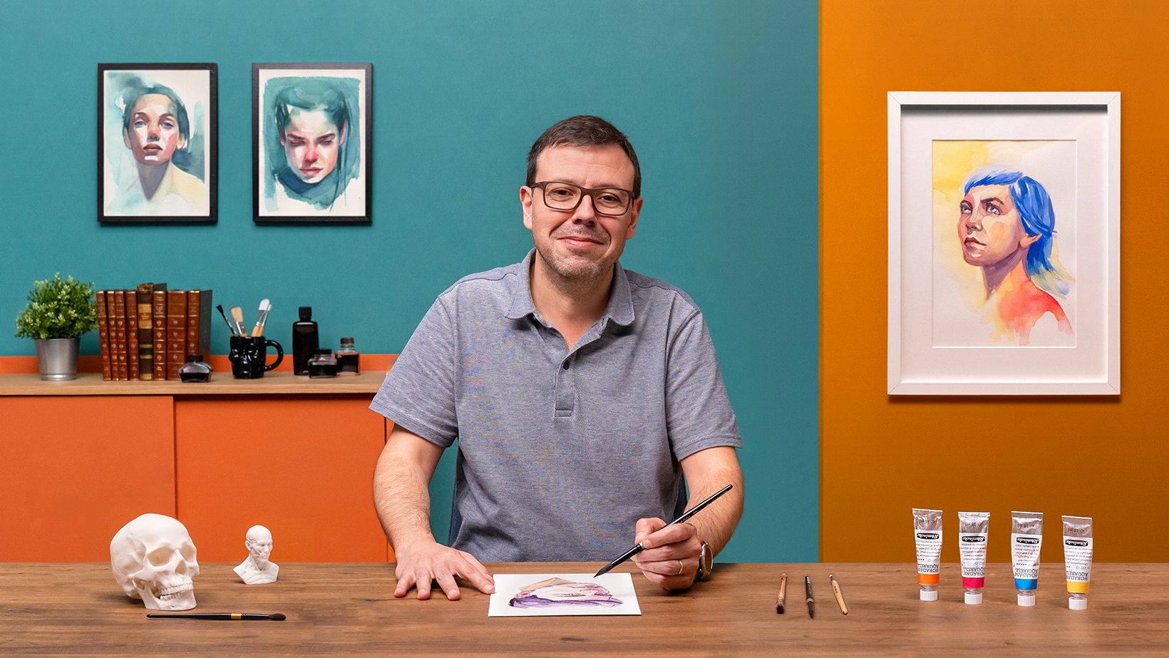 Retrato contemporáneo en acuarela