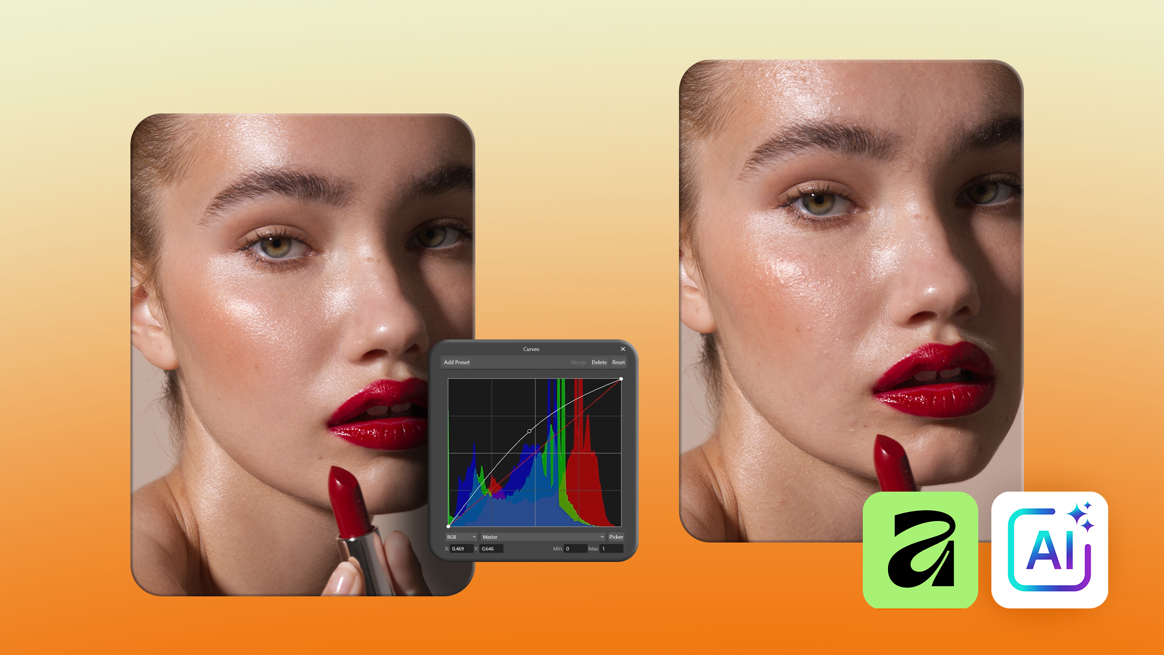 High-End Skin Retouching using Dodge and Burn in Affinity