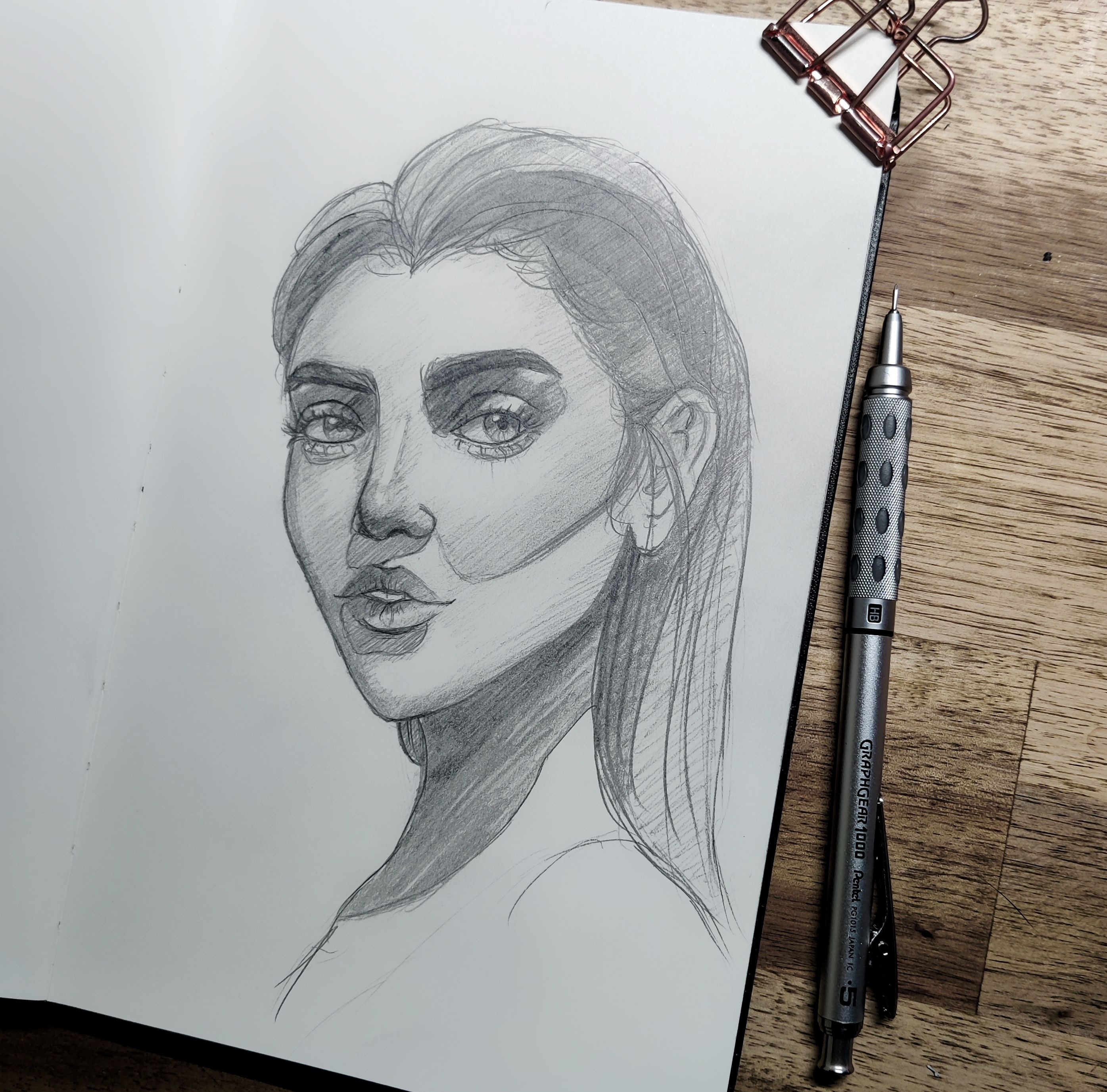 Graphite Line Work My project for course: Graphite Line Drawing for Portrait Sketchbooking ...
