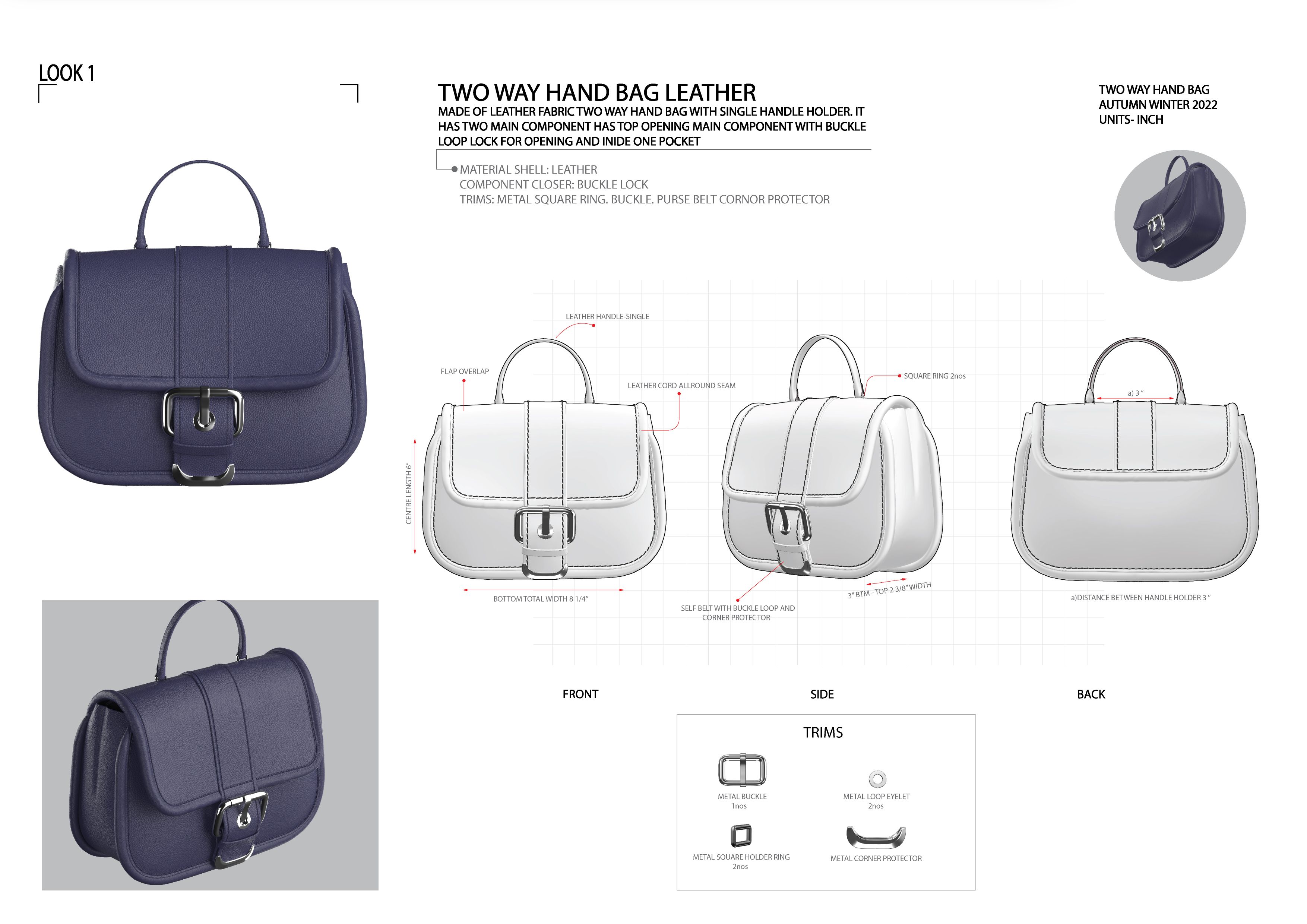 Leather Bag Design | 3D Modeling, Texturing & Rendering | Domestika