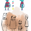 Diseño de personajes para Spot de TV. Animação, Design de personagens e Ilustração tradicional projeto de Óscar Lloréns - 24.07.2012