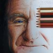 Robin Williams en Lápices de Colores. Un proyecto de Ilustración tradicional, Dibujo a lápiz, Dibujo, Bellas Artes, Dibujo de Retrato, Dibujo con lápices de colores, Dibujo realista y Dibujo artístico de Néstor Canavarro - 11.02.2018