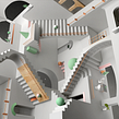 Escher Relatividad. 3D, Direção de arte, Design industrial e Ilustração tradicional projeto de Francisco Cortés - 17.08.2018