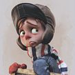 Pequeño niño sosteniendo pizarron. Un proyecto de 3D, Animación de personajes, Diseño de personajes, Escultura y Modelado 3D de Matias Zadicoff - 24.08.2018