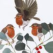 Winter scene: European robin. . Projekt z dziedziny 3D, Animacje 3D, Animacja postaci,  Sztuki piękne, Projektowanie postaci 3D, Scenografia i Papercraft użytkownika Diana Beltran Herrera - 10.01.2019