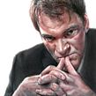 Quentin Tarantino (El Mundo). Drawing, Artistic Drawing, Portrait Drawing, Realistic Drawing, Traditional illustration, and Watercolor Painting project by Carlos Rodríguez Casado - 08.21.2019