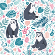 Oso de anteojos - Estampado. Un proyecto de Diseño gráfico, Ilustración tradicional, Ilustración botánica, Ilustración infantil, Ilustración vectorial y Pattern Design de Alinailustra - 21.04.2017