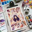 Floral duotone. Un proyecto de Ilustración tradicional, Ilustración con tinta y Pintura a la acuarela de Alinailustra - 29.07.2019