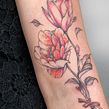 Bouquet de lotus y peonia. Een project van  Tatoeageontwerp, Traditionele illustratie y  Botanische illustratie van Icarus - 08.03.2021