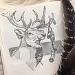 Stag. Ilustração naturalista, e Esboçado projeto de Jenny Rae - 12.04.2021