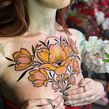Floral Chestpiece. Tattoo Design, and Botanical Illustration project by Jen Tonic - 04.29.2021