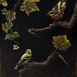 Goldfinch, Robin and Autumn Leaves. Pintura a óleo, Pintura, Ilustração naturalista, e Artes plásticas projeto de Sarah Margaret Gibson - 04.05.2021