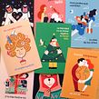 Unicef - Tarjetas Regalo Azul. Un progetto di Illustrazione tradizionale, Graphic design, Illustrazione vettoriale, Bozzetti, Disegno a matita, Creatività, Disegno, Illustrazione digitale, Design digitale e Comunicazione di Carlos Arrojo - 31.05.2021