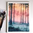 Aquarell Landschaftsmalerei. Un proyecto de Ilustración tradicional, Bellas Artes, Pintura, Creatividad, Dibujo, Pintura a la acuarela, Dibujo artístico, Instagram, Teoría del color y Pintura gouache de Jessica Janik - 28.07.2021