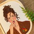 Caju. Embroider, and Watercolor Painting project by Mariah Escossia - 08.11.2021