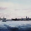 Boat and buildings. Fine Arts, and Watercolor Painting project by Christian Koivumaa - 08.16.2021
