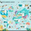 Skinny Dipping Top Spots Worldwide Ein Projekt aus dem Bereich Traditionelle Illustration, Werbung, Design, Verlagsdesign, Infografik, Vektorillustration und Digitale Illustration von Melanie Chadwick - 29.08.2021