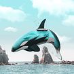 Aquanimal - Orca. Ilustração tradicional, e Retoque fotográfico projeto de Julien Tabet - 13.10.2019