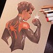 Fanart - Miles Moreales (Markers + Color Pencil). Traditional illustration, and Manga project by Caio Yo - 10.15.2021