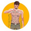 "Tattoos or not?" for Playboy. Ilustração tradicional, Ilustração vetorial, Ilustração editorial, Design editorial, e Concept Art projeto de Lennart Gäbel - 30.11.2021