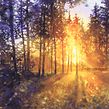 "Blue Trees in the Golden Hour" Ein Projekt aus dem Bereich Aquarellmalerei und Traditionelle Illustration von Katarzyna Kmiecik - 01.07.2020