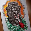 Coyolxauhqui - Acuarela y tinta sobre papel. Traditional illustration, Watercolor Painting, and Tattoo Design project by Fernando Aponte - 03.21.2022