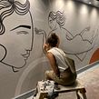 Mural at Selina, Brighton. Een project van Traditionele illustratie,  Ontwerp, Craft, Interieurontwerp, Schilderij,  Urban art,  Tekening,  3D-modellering,  Interieurdecoratie,  Interieur y Retailontwerp van Amy Isles Freeman - 28.03.2022