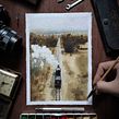 Horizonte y tren en movimiento . Un proyecto de Ilustración tradicional, Pintura, Paisajismo y Bellas Artes de Edy Rios - 30.03.2022