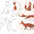 Designing Animals - Fox Sketch Sheet. Ilustração tradicional projeto de Lucy Fleming - 28.07.2022