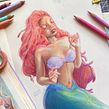 Halle Bailey as "The Little Mermaid" 🧜🏽‍♀️ - Colored Pencil Drawing . Traditional illustration, Fine Arts, and Portrait Drawing project by Gabriela Niko - 10.10.2022
