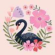 Swan blossom. Een project van Traditionele illustratie,  Tekening y  Digitaal schilderij van Tati Abaurre - 05.10.2022