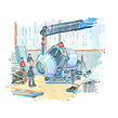 Diecast Melting Factory: Watercolor Illustration. Traditional illustration, Watercolor Painting, and Painting project by Daniel Fortiz - 12.30.2022