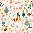 Woodland critters collection. Een project van Traditionele illustratie, Productontwerp, Patroonontwerp y Digitale illustratie van Tati Abaurre - 19.04.2023