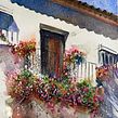 Andalusian balcony study ahead of one of my watercolour journalling retreats! . Een project van Aquarelschilderen van Sarah Stokes - 19.05.2023