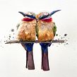 ‘Tweedle Dee, Tweedle Dum”, Bee Eaters in watercolour. Pintura em aquarela projeto de Sarah Stokes - 06.10.2023