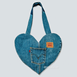 Vintage Jeans Upcycle Heart-Shaped Tote Bag. Fashion Design, Sewing, Upc, and cling project by Luisa Hurtado - 02.22.2024