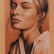 Retrato - tricromía con técnica  de "Tres tizas" sobre papel de color Ein Projekt aus dem Bereich Bleistiftzeichnung, Porträtzeichnung, Realistische Zeichnung, Zeichnung, Artistische Zeichnung, Zeichnen mit Buntstiften und Bildende Künste von Néstor Canavarro - 18.04.2024