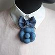 Denim and Ribbon Flower Medal. Textile Design, Arts, Crafts, Jewelr, and Design project by Svetlana Faulkner - 12.24.2024