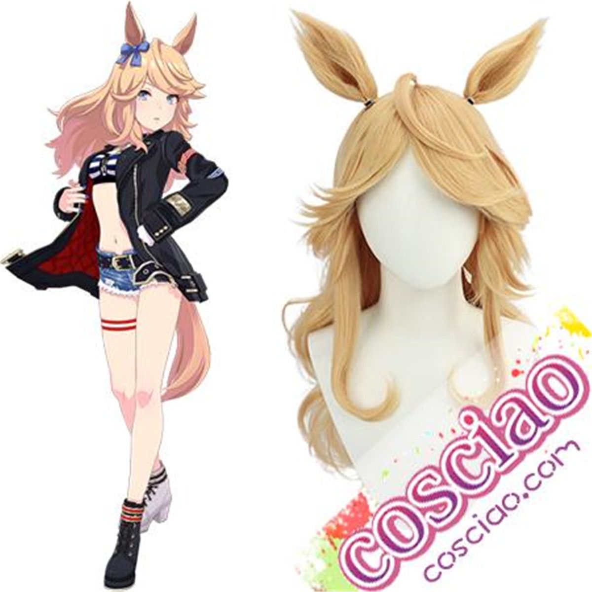 ウマ娘 プリティーダービー ゴールドシチー コスプレウィッグ 耳