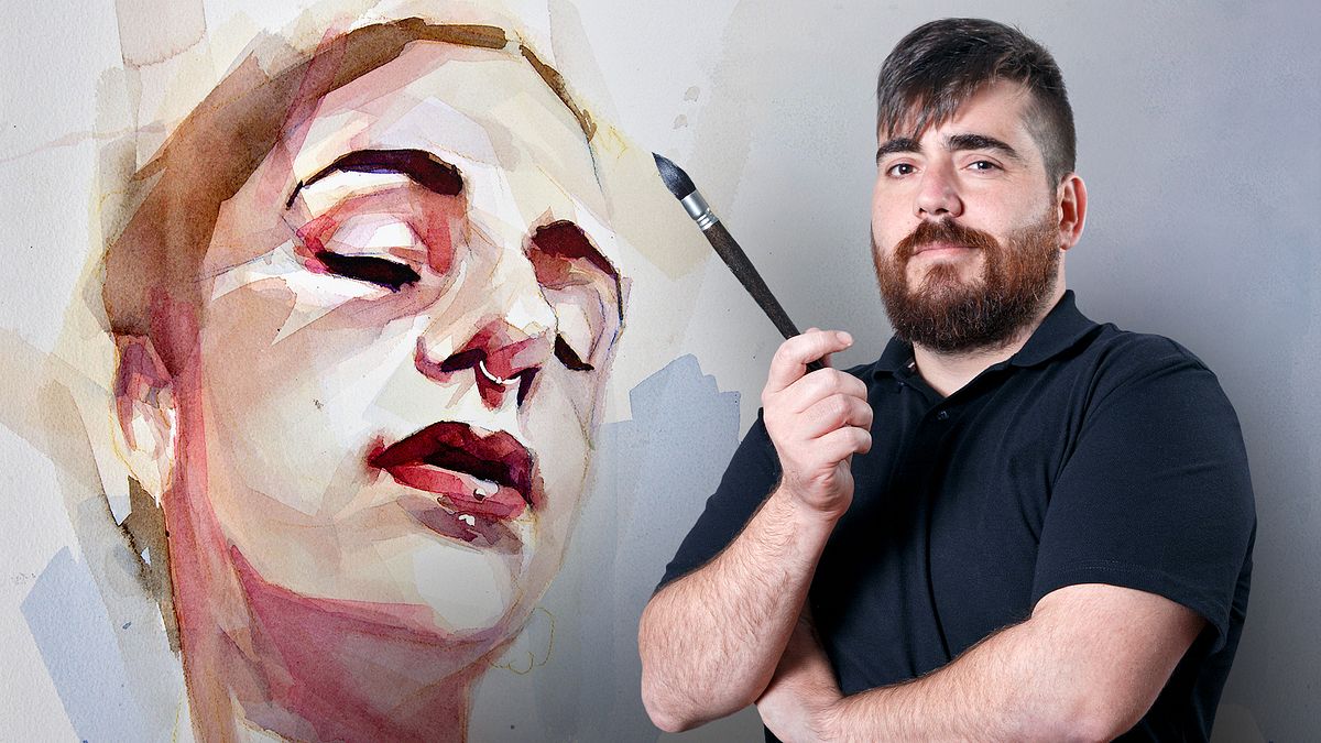 Artistic Portrait with Watercolors