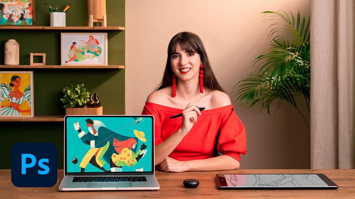 Ilustrație elegantă a unui personaj feminin în Photoshop