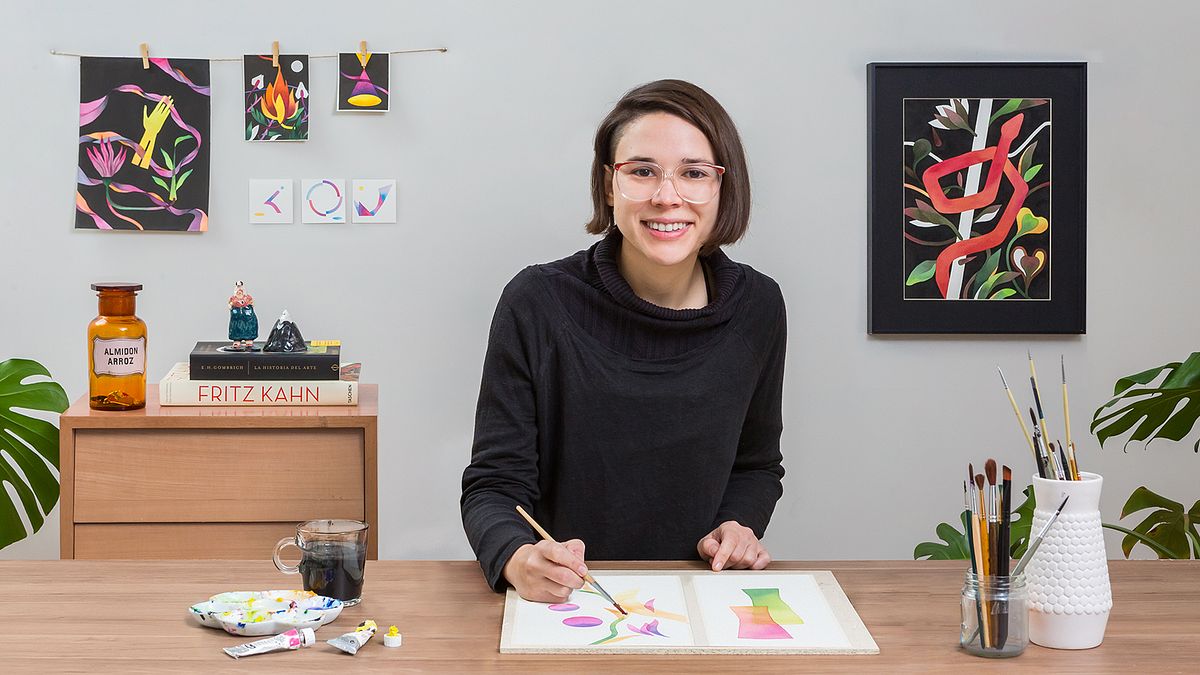 Ilustração artística com nanquim e aquarela