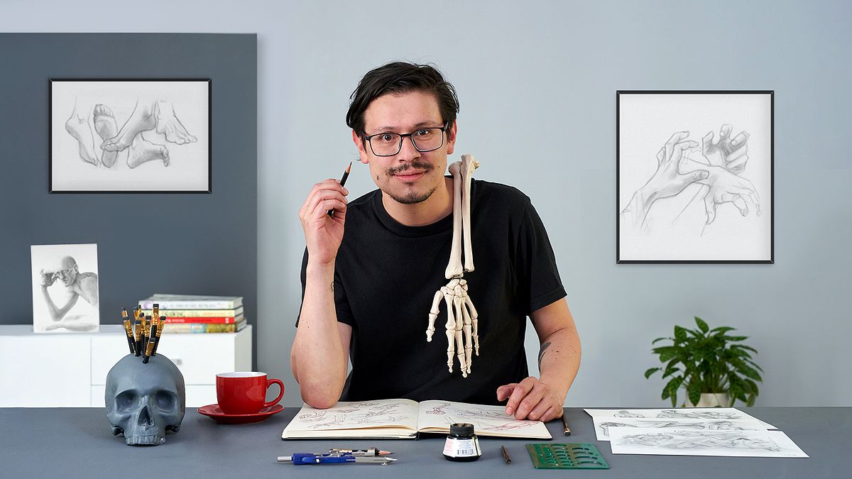 Disegno anatomico di estremità, mani e piedi