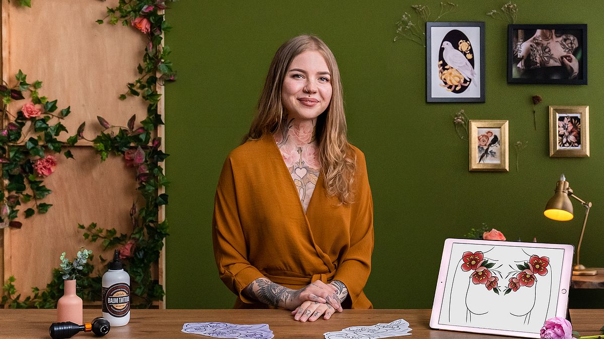Botanisches Tattoo-Design mit Procreate