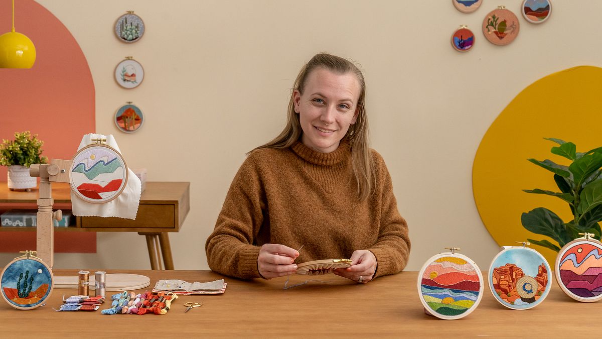 Design and create a 'stained glass' embroidery