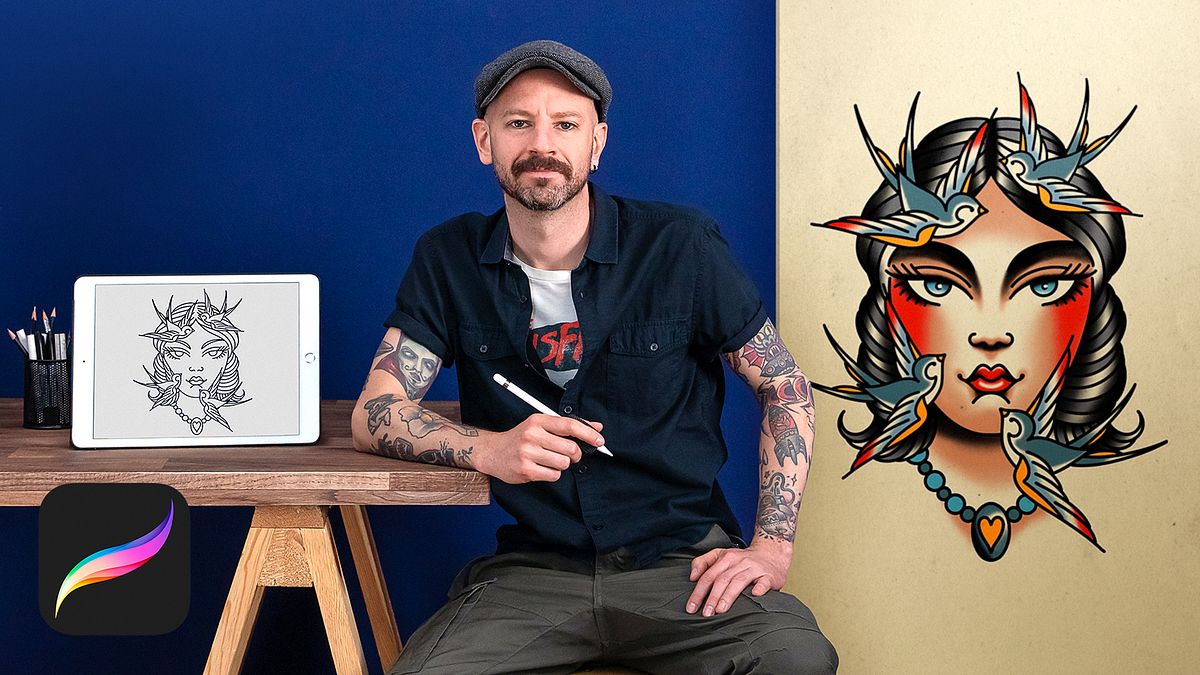 Design de tatuagens estilo old school no Procreate