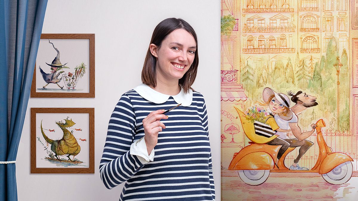 Character design espressivo con acquerelli e pennino