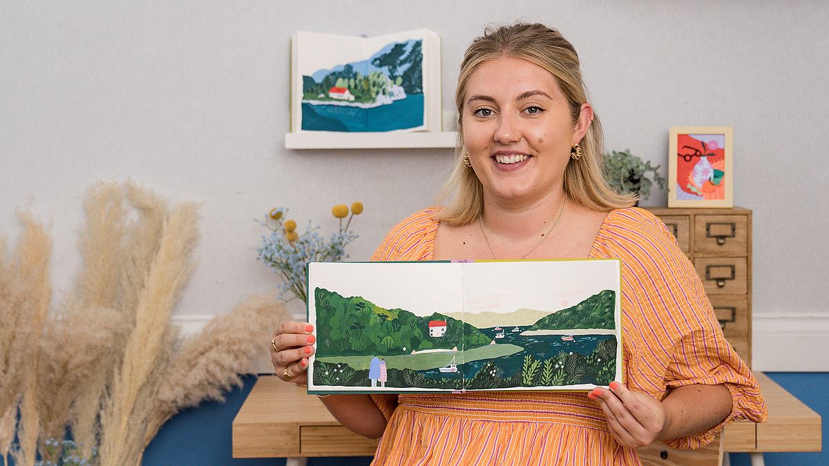Reiseskizzenbuch-Illustration mit Gouache