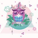 Búho Hippie. Un proyecto de Diseño de personajes, Diseño gráfico, Pintura, Animación e Ilustración tradicional de Trixie V - 05.05.2014
